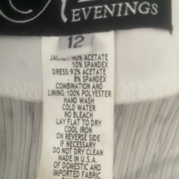 Alex Evenings Top or Cover-White w/ Black & Sparkle Silver Slimming Stripes. - Picture 8 of 10